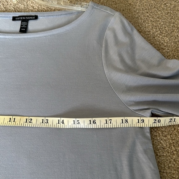 Eileen Fisher Wistr Fine Tencel Jersey Stretch Bateau Neck Tunic Blue Medium - Picture 4 of 10